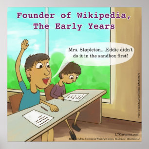 Nerdy Kids Funny Cartoon Poster