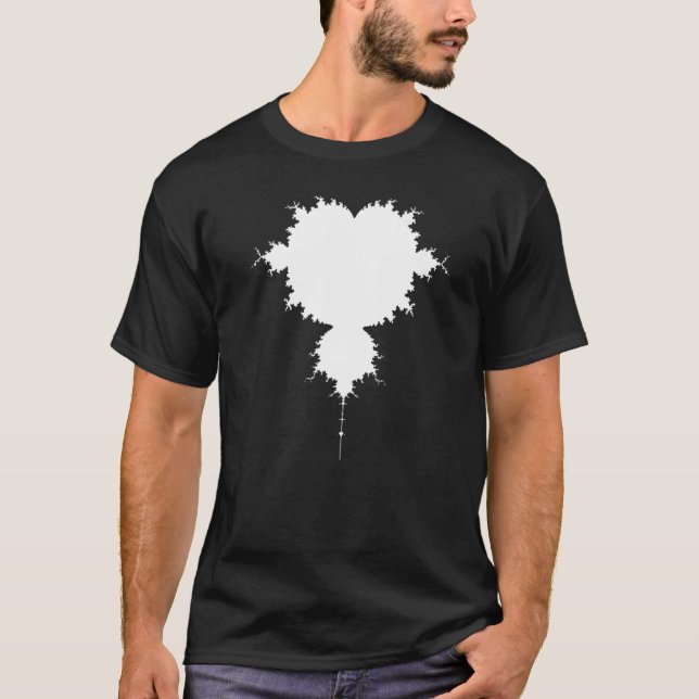 Nerdy Mandelbrot White Fractal Chaos Physics Math  T-Shirt (Front)