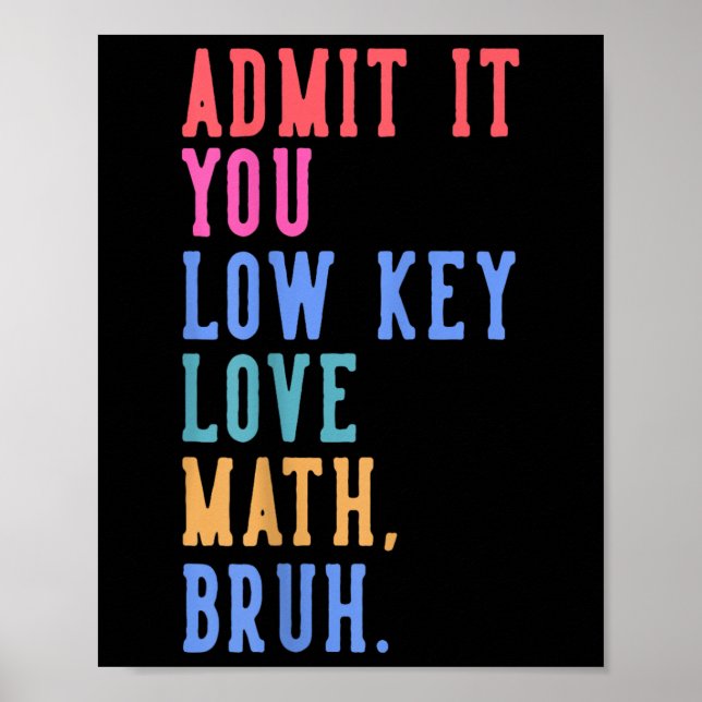 Nerdy Math Admit It You Low Key Love Math Bruh Tea Poster (Front)