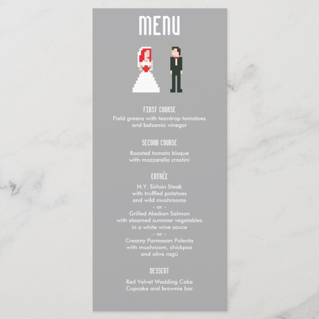 Nerdy menu 8 bits Bride & Groom (Devant)