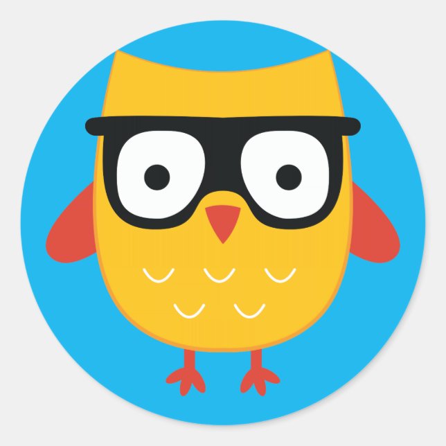Nerdy owl classic round sticker (Front)