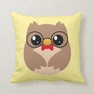 Nerdy Owl Throw Pillow