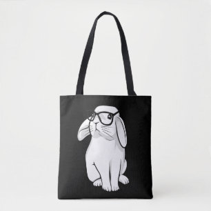 Nerdy Rabbit Cute Bunny Pet With Glasses Tote Bag