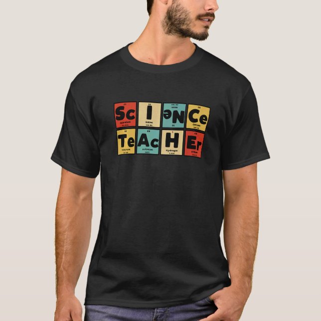 Nerdy Science Teacher Periodic Table Elements T-Shirt (Front)