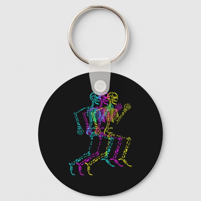 Nerdy Skeleton Bones Labeled Funny Halloween Human Keychain (Front)