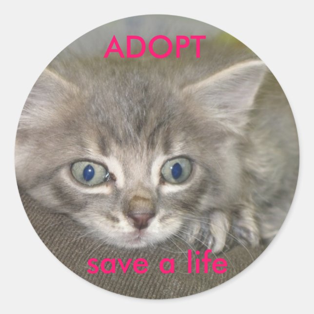 nermil, save a life, ADOPT Classic Round Sticker (Front)