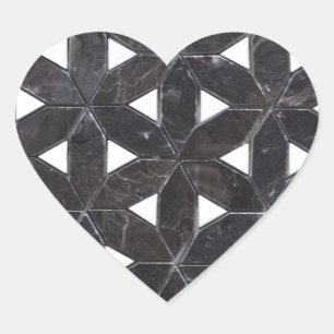 Nero Marquina Geometric Lattice Heart Sticker