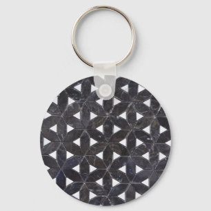 Nero Marquina Geometric Lattice Mosaic Keychain