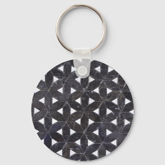 Nero Marquina Geometric Lattice Mosaic Keychain (Front)