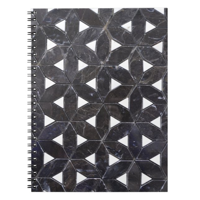Nero Marquina Geometric Lattice Mosaic Notebook (Front)