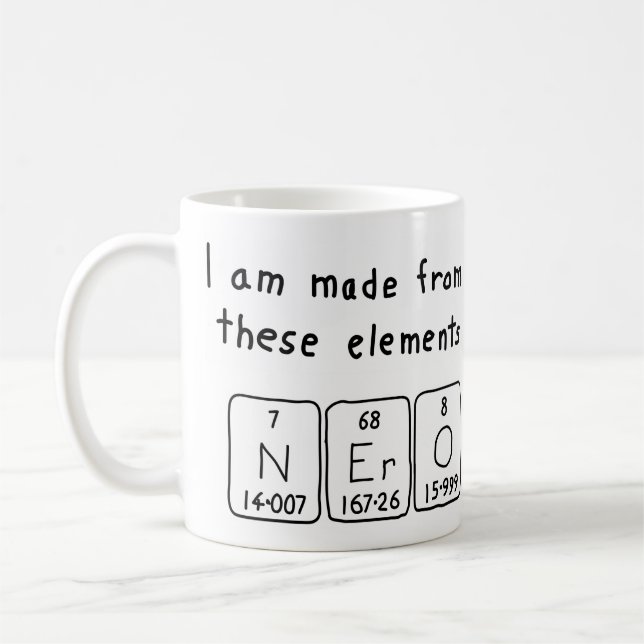 Nero periodic table name mug (Left)