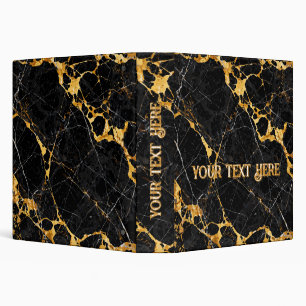 Nero Portoro Luxury Black Gold Marble Design Binder