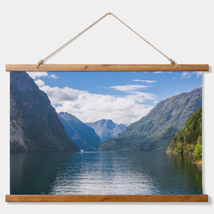 Neroyfjord Scenic Landscape Slopes Mountain Peaks Hanging Tapestry