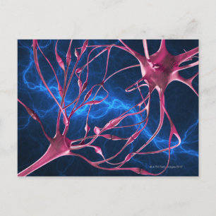 Nerve synapses, computer artwork. postcard