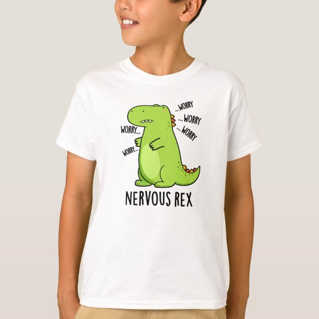 Nervous Rex Funny Dinosaur TRex Pun T-Shirt (Front)