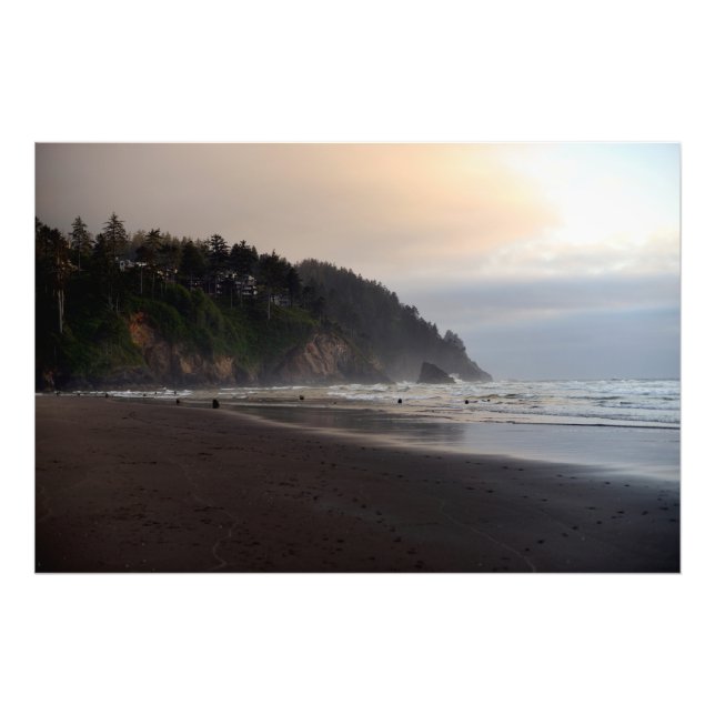 Neskowin Beach, Oregon, Ghost Forest Sunset Photo Print (Front)