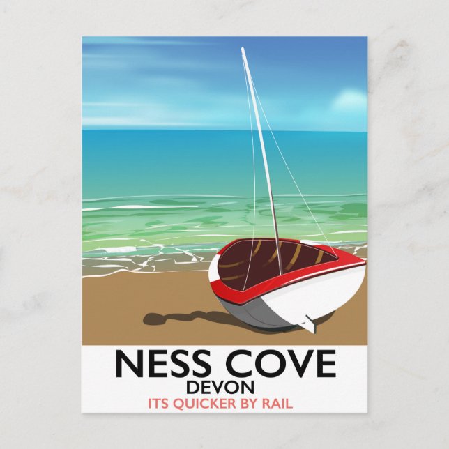 Ness Cover Devon vintage rail travel poster Postcard (Front)