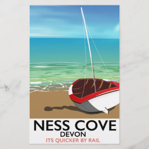 Ness Cover Devon vintage rail travel poster Stationery