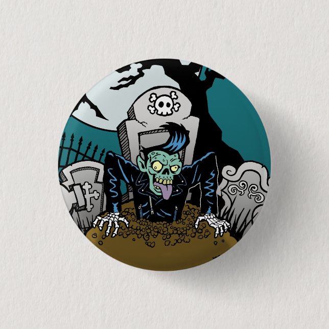 Ness Rockabilly Zombie 1 Inch Round Button (Front)