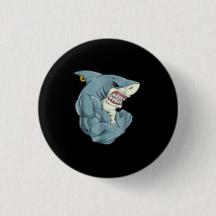 Ness Shark At Gym Training Men Women Kids 1 Inch Round Button