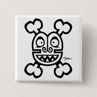 NESS SKULL & BONES LOGO 2 INCH SQUARE BUTTON