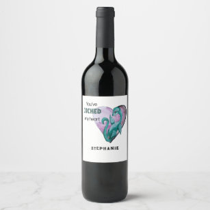 Nessie pun Valentines Keychain Wine Label