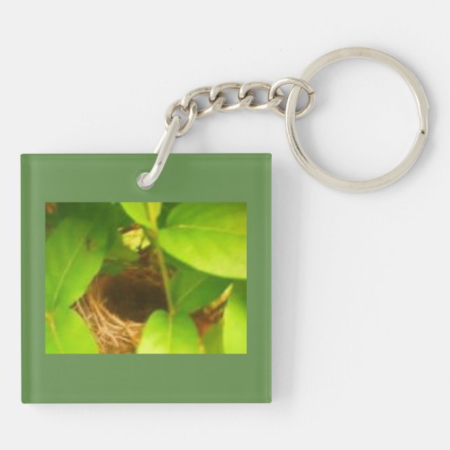 Nest Nestled in Honeysuckles Acrylic Keychain (Back)