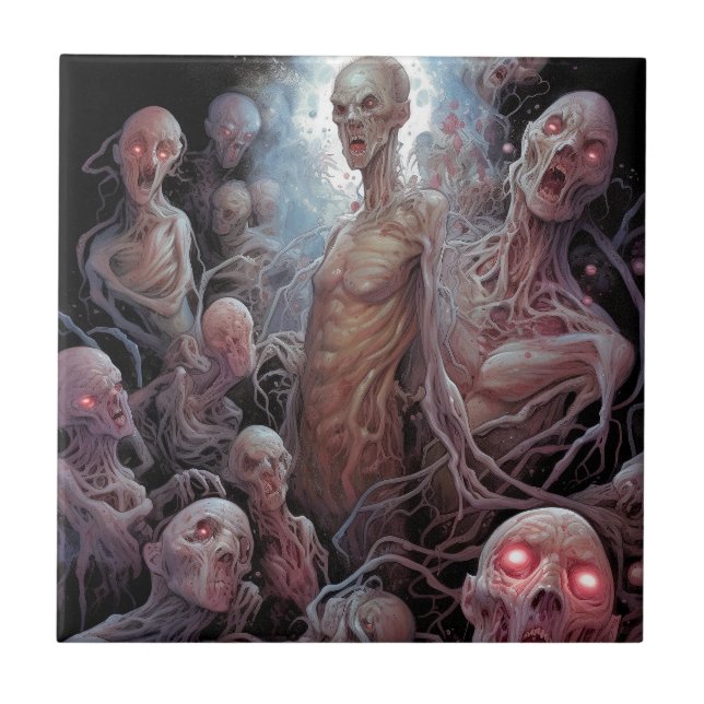 Nest Of Undead Zombies Horror Art Tile (Front)