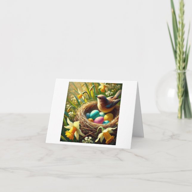 Nest with Easter Eggs,  Holiday Card (Front)
