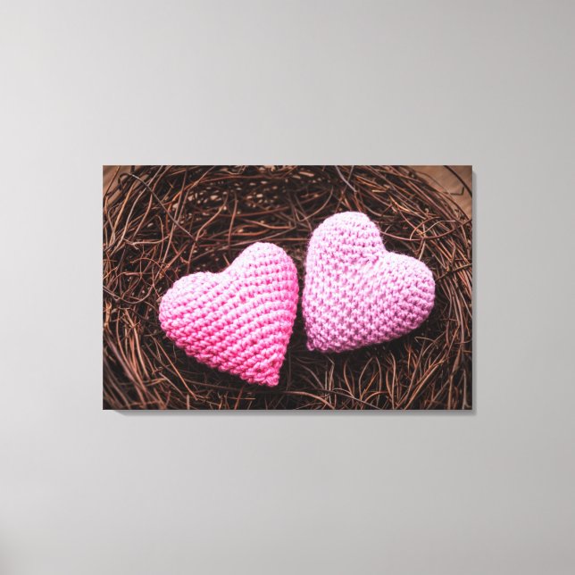 Nest With Hearts Canvas Print (Front)