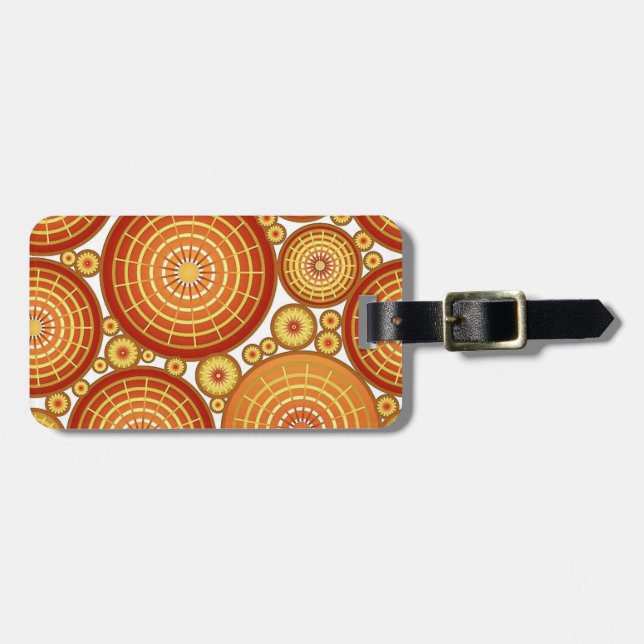 Nested wheels - copper and gold luggage tag (Front Horizontal)