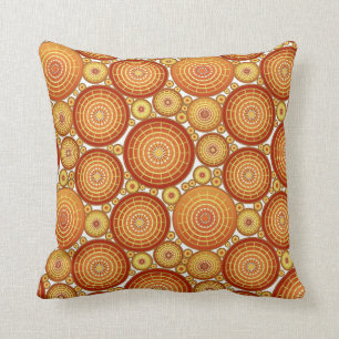 Nested wheels - copper and gold throw pillow