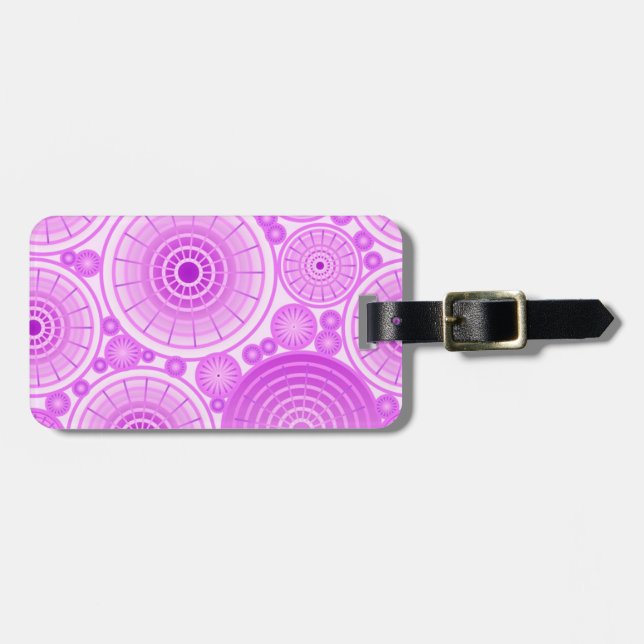Nested wheels - lavender and purple luggage tag (Front Horizontal)