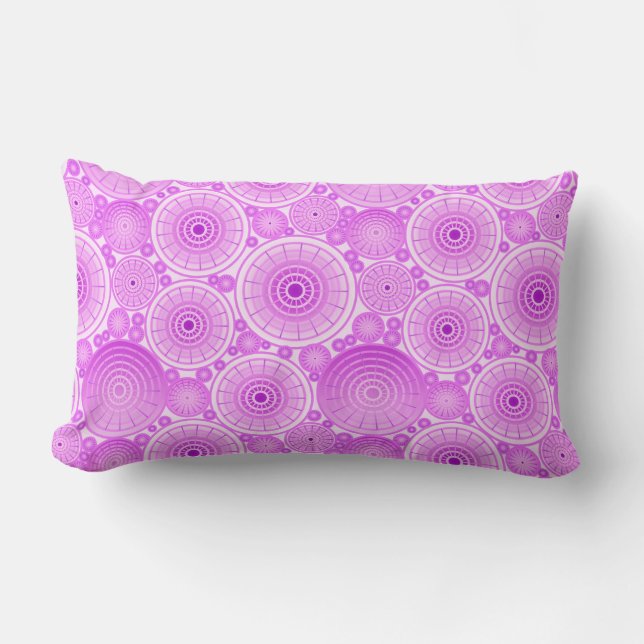 Nested wheels - lavender and purple lumbar pillow (Front)