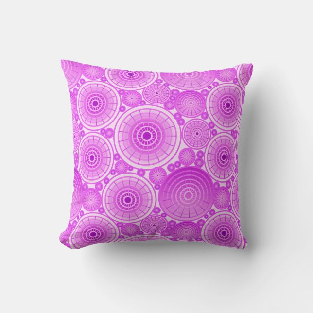 Nested wheels - lavender and purple throw pillow (Front)