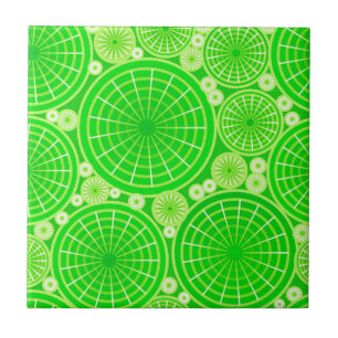 Nested wheels - lime green tile
