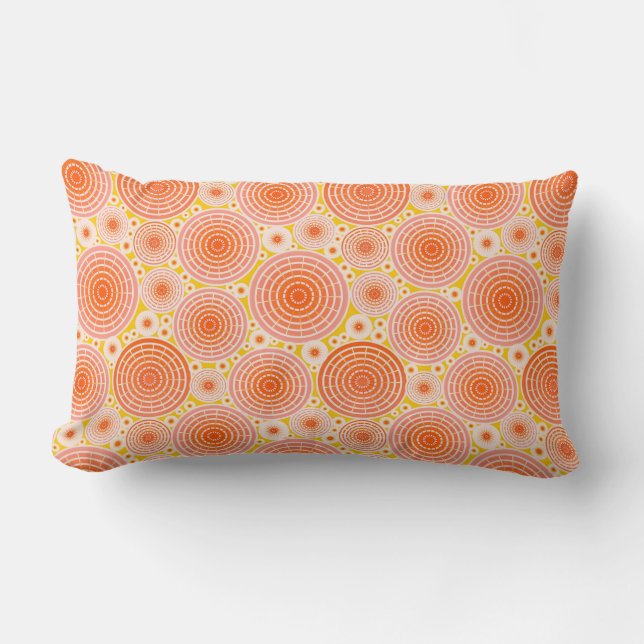 Nested wheels - orange and gold lumbar pillow (Front)
