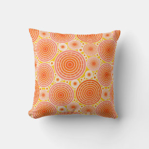 Nested wheels - orange and gold throw pillow