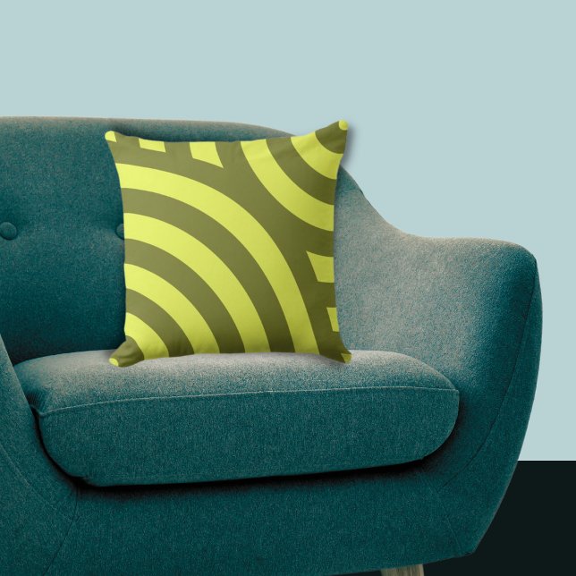 Nested Yellow Quarter Circular Stripes Throw Pillow (Nested Yellow Quarter Circular Stripes Throw Pillow)
