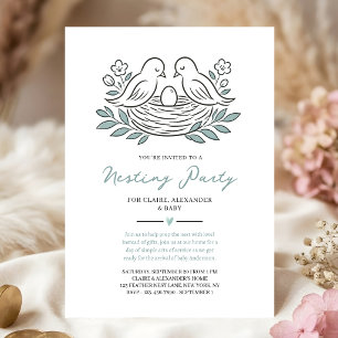 Nesting Baby Shower Party Blue Bird Nest  Invitation