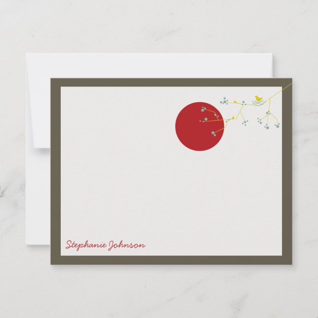 Nesting Bird And Family Baby Merci Carte de note (Devant)