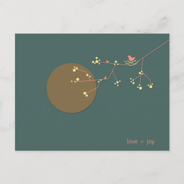 Nesting Bird And Family Baby Thank You Postcard (Front)