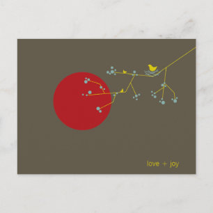 Nesting Bird And Family Baby Thank You Postcard