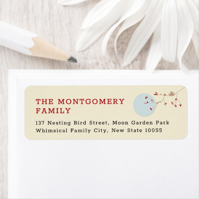 Nesting Bird And Family Minimalist Return Address (Insitu)