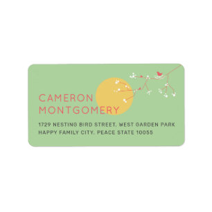 Nesting Bird Family Baby Shower Address Labels