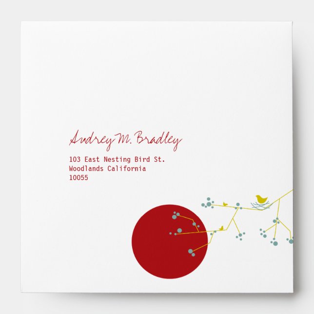 Nesting Bird Family Baby Shower Custom Envelope (Front)