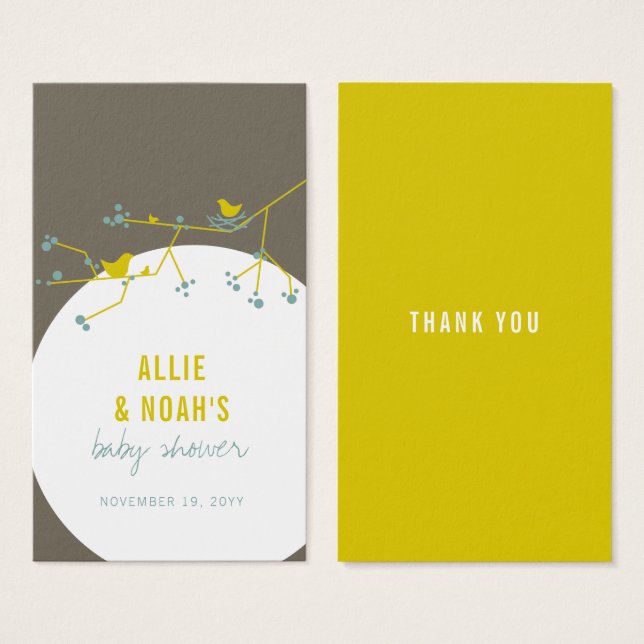 Nesting Bird Family Baby Shower DIY Favour Gift (Front & Back)