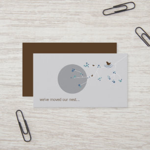 Nesting Bird + Family Blue Custom New Home Address Business Card
