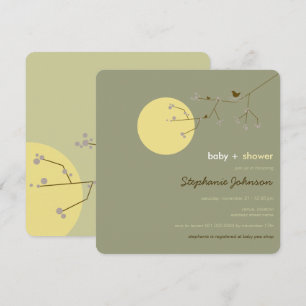 Nesting Bird Family Tree Simple Chic Baby Shower Invitation