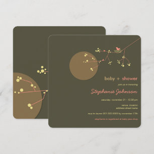 Nesting Bird Family Tree Simple Chic Baby Shower Invitation
